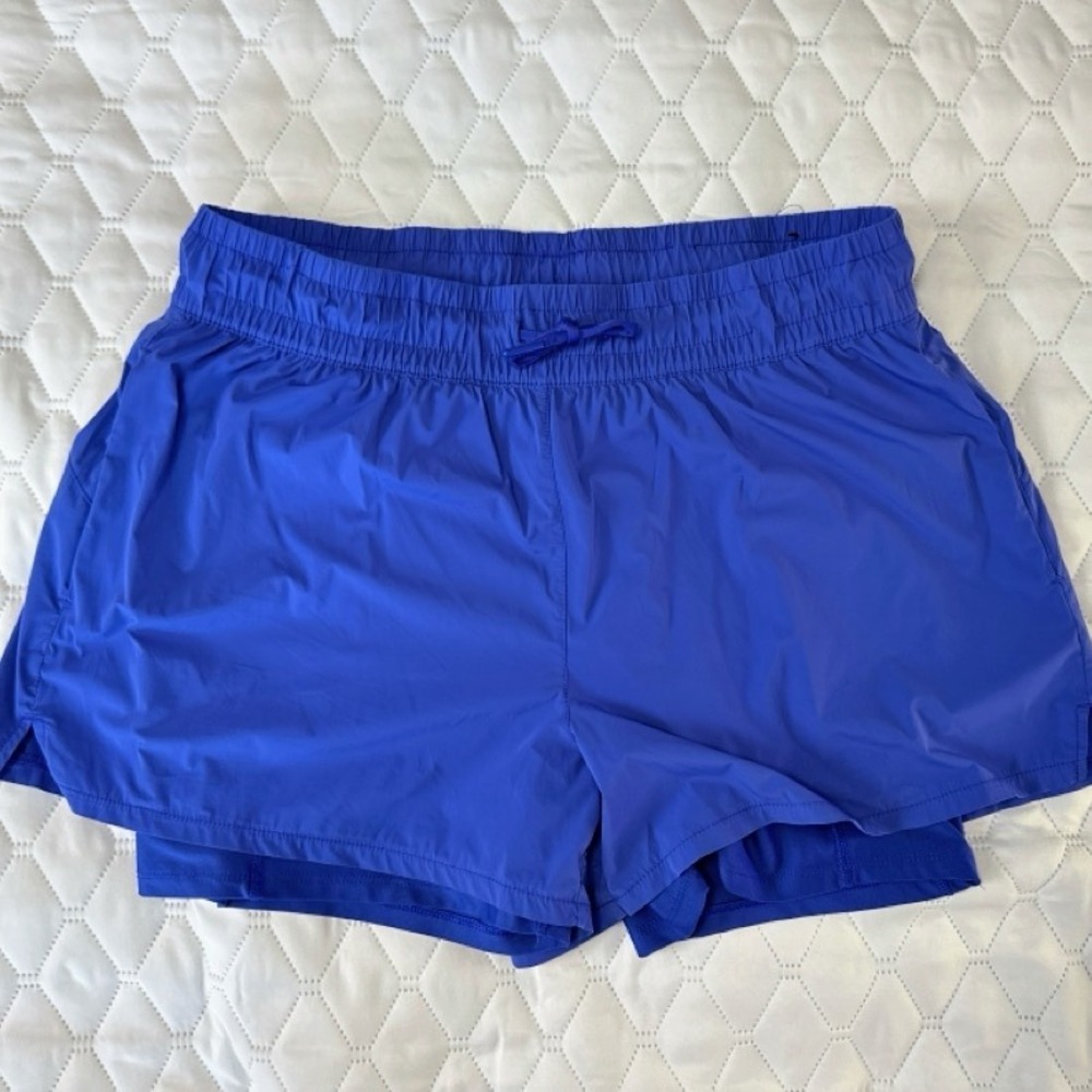 Spyder Active Shorts Womens Large Blue Good 2-in-1 Layered Running Athletic